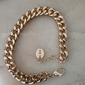ICING Gold Tone Curb Chain Bracelet with Lobster Clasp